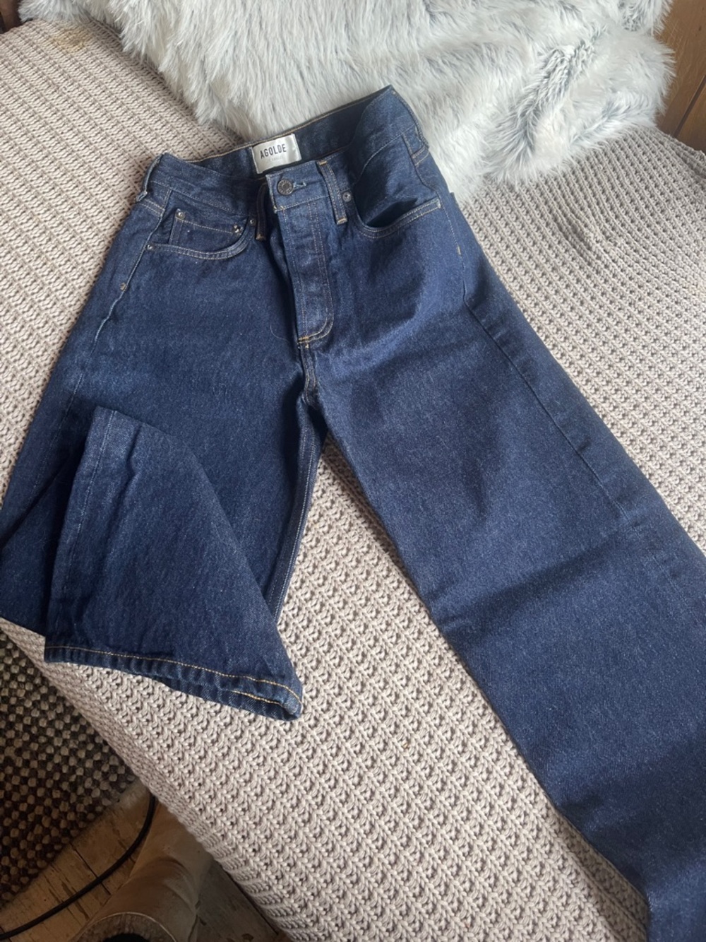 Agolde Ren High Rise Wide Leg Jeans - Dark Indigo Blue